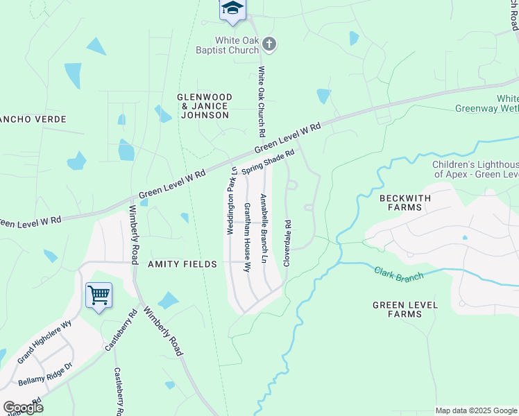map of restaurants, bars, coffee shops, grocery stores, and more near 146 Annabelle Branch Lane in Apex