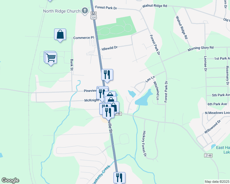 map of restaurants, bars, coffee shops, grocery stores, and more near 2426 N Fayetteville St in Asheboro