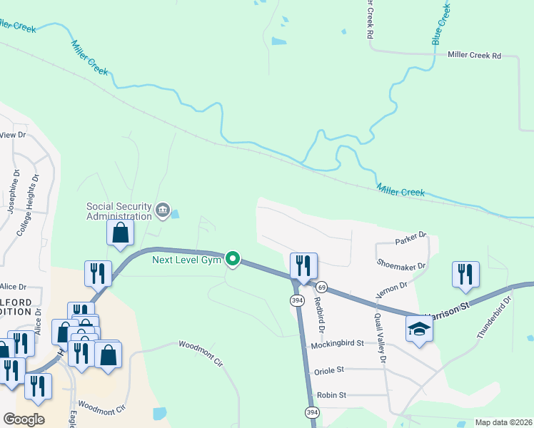 map of restaurants, bars, coffee shops, grocery stores, and more near 123 Big Pine Road in Batesville
