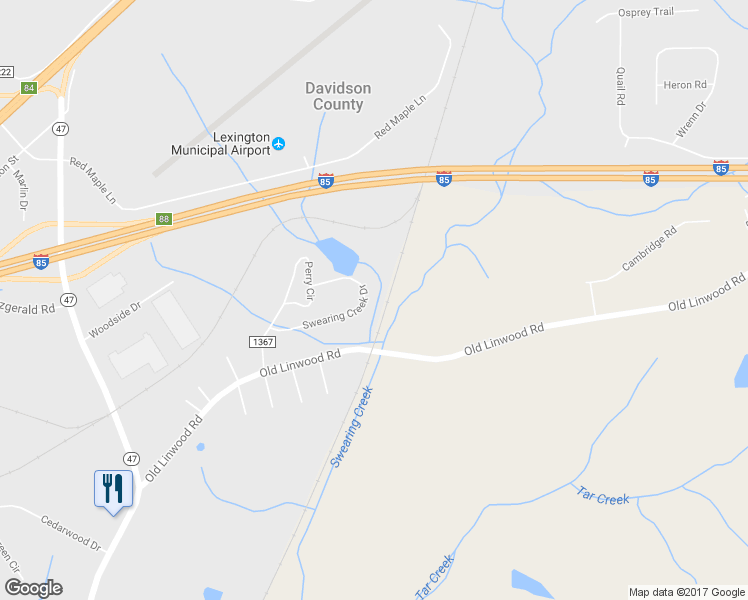 map of restaurants, bars, coffee shops, grocery stores, and more near 324 Swearing Creek Drive in Lexington