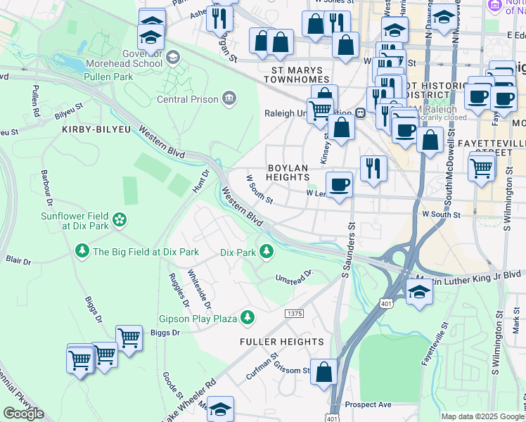 map of restaurants, bars, coffee shops, grocery stores, and more near 912 Dorothea Drive in Raleigh