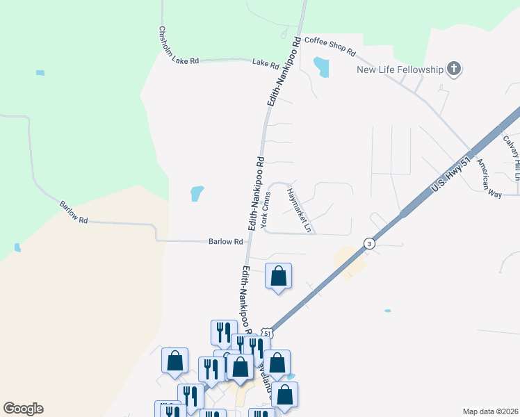 map of restaurants, bars, coffee shops, grocery stores, and more near 112 York Commons in Ripley