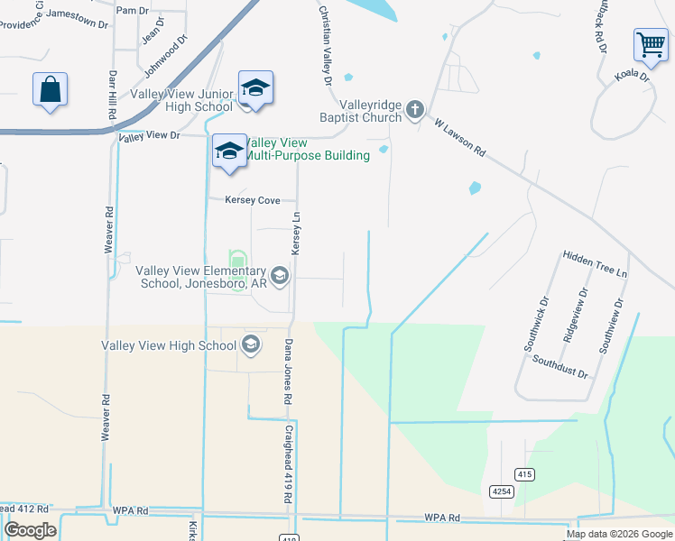 map of restaurants, bars, coffee shops, grocery stores, and more near 5701 Mill Creek Cove in Jonesboro