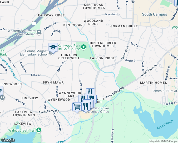 map of restaurants, bars, coffee shops, grocery stores, and more near 2012 Gorman Street in Raleigh