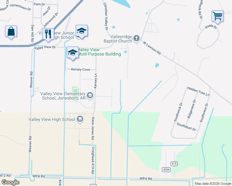 map of restaurants, bars, coffee shops, grocery stores, and more near 5704 Mill Creek Cove in Jonesboro
