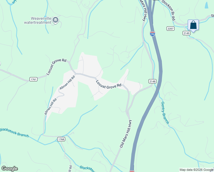 map of restaurants, bars, coffee shops, grocery stores, and more near 83 Locust Grove Road in Weaverville