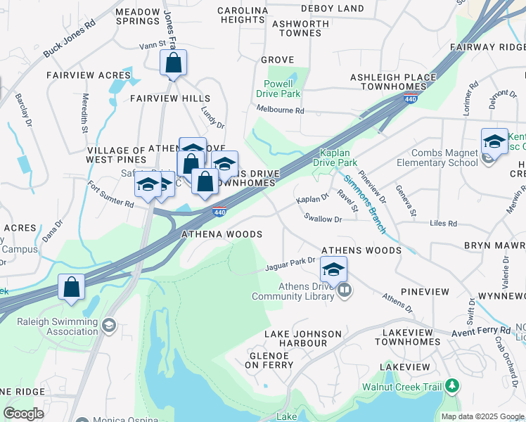 map of restaurants, bars, coffee shops, grocery stores, and more near in Raleigh