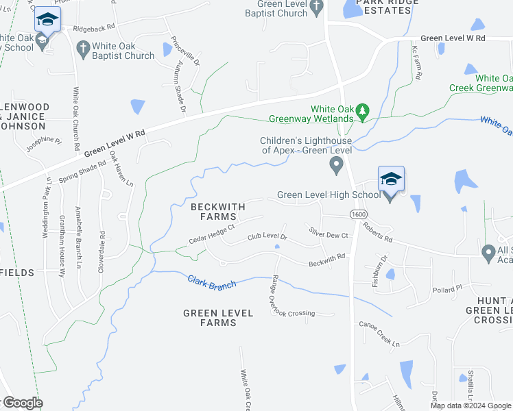 map of restaurants, bars, coffee shops, grocery stores, and more near 2611 Silas Peak Lane in Apex