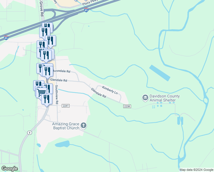 map of restaurants, bars, coffee shops, grocery stores, and more near 310 Kimberly Lane in Lexington