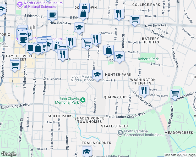 map of restaurants, bars, coffee shops, grocery stores, and more near 507 Alston Street in Raleigh