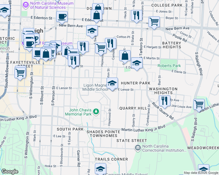 map of restaurants, bars, coffee shops, grocery stores, and more near 507 Alston Street in Raleigh