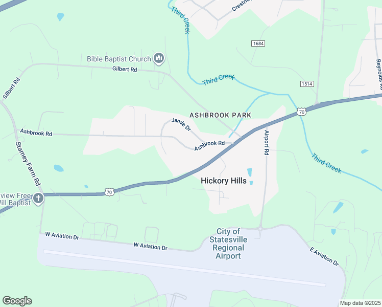 map of restaurants, bars, coffee shops, grocery stores, and more near 119 Ashbrook Road in Statesville