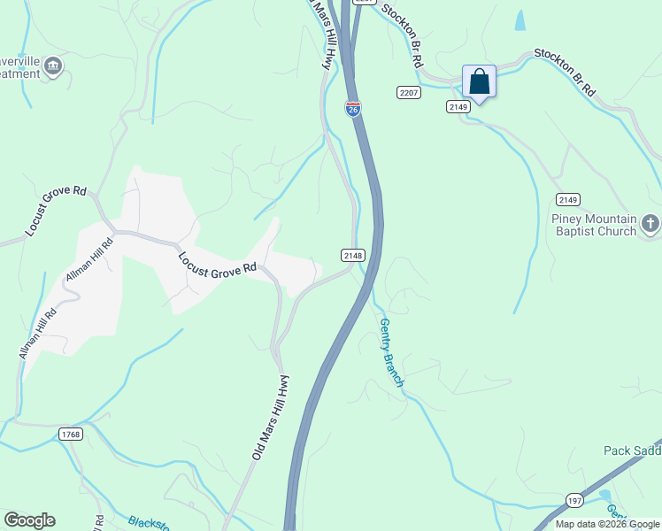 map of restaurants, bars, coffee shops, grocery stores, and more near 710T Old Mars Hill Highway in Weaverville