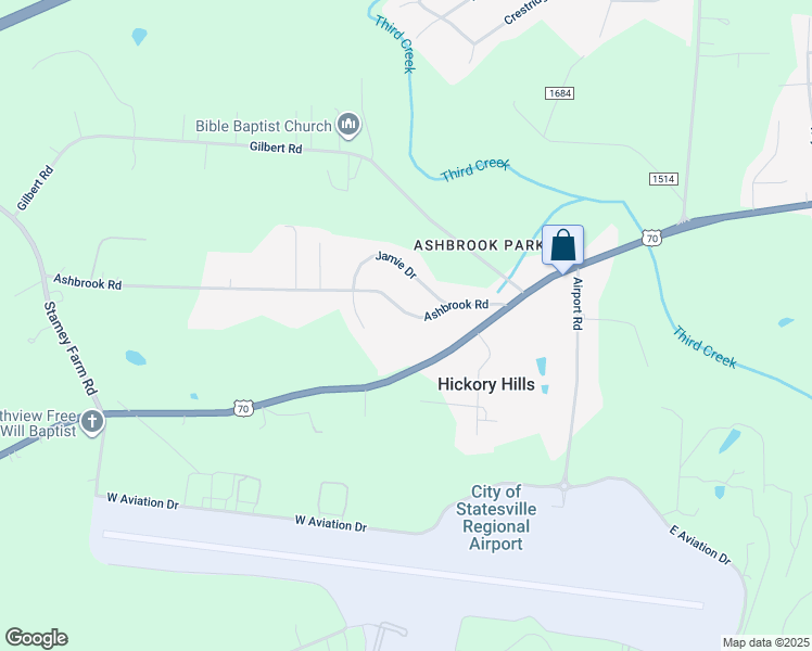 map of restaurants, bars, coffee shops, grocery stores, and more near 119 Ashbrook Road in Statesville