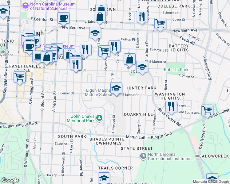 map of restaurants, bars, coffee shops, grocery stores, and more near 507 Alston Street in Raleigh