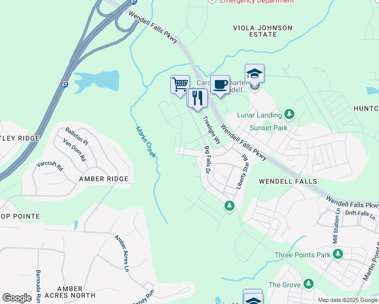 map of restaurants, bars, coffee shops, grocery stores, and more near 1941 Golden Spur Lane in Wendell