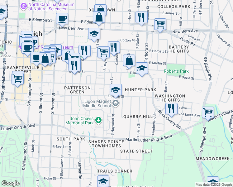 map of restaurants, bars, coffee shops, grocery stores, and more near 507 Alston Street in Raleigh