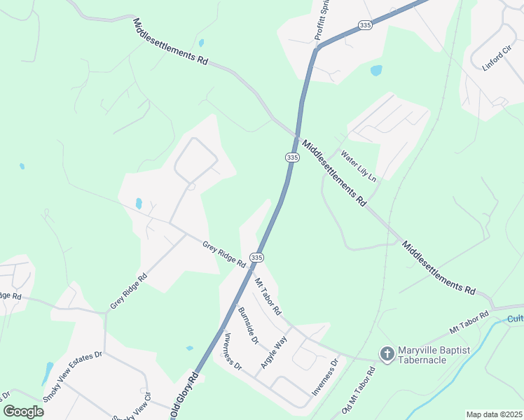 map of restaurants, bars, coffee shops, grocery stores, and more near 639 Old Glory Road in Maryville