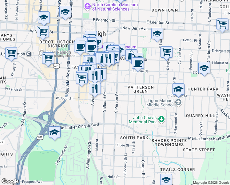 map of restaurants, bars, coffee shops, grocery stores, and more near 216 Regan Lane in Raleigh