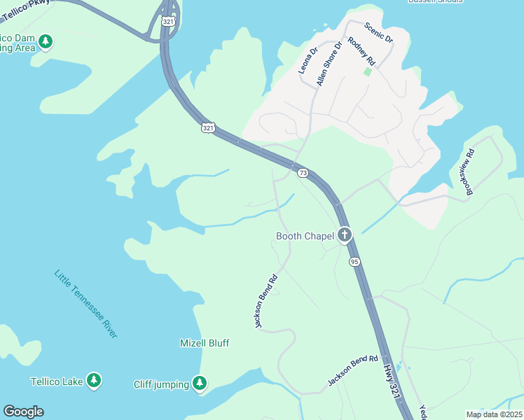 map of restaurants, bars, coffee shops, grocery stores, and more near 1170 Jackson Bend Road in Lenoir City