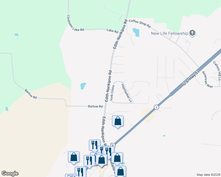 map of restaurants, bars, coffee shops, grocery stores, and more near 1861 Edith-Nankipoo Road in Ripley