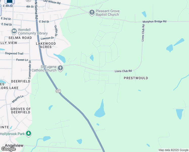 map of restaurants, bars, coffee shops, grocery stores, and more near Stream Walk Crossing in Wendell