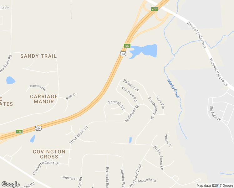 map of restaurants, bars, coffee shops, grocery stores, and more near 2216 Ballston Place in Knightdale
