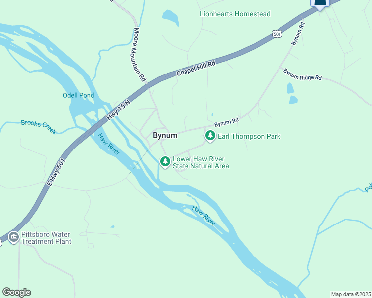 map of restaurants, bars, coffee shops, grocery stores, and more near 81 Bynum Hill in Pittsboro
