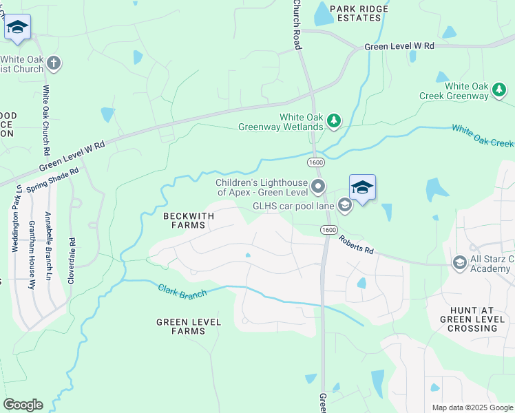 map of restaurants, bars, coffee shops, grocery stores, and more near 8233 Green Level Church Road in Apex
