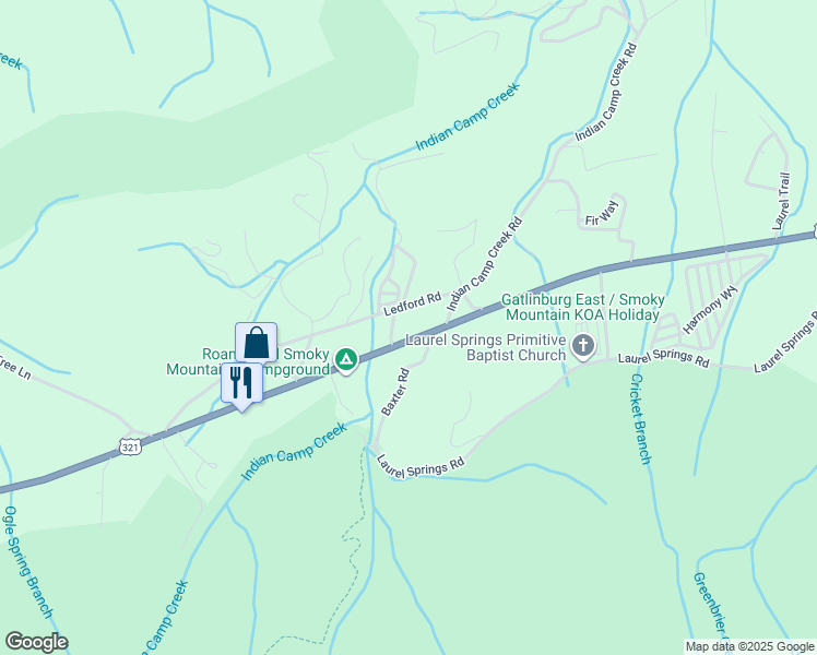 map of restaurants, bars, coffee shops, grocery stores, and more near 4921 Hooper Hwy in Cosby