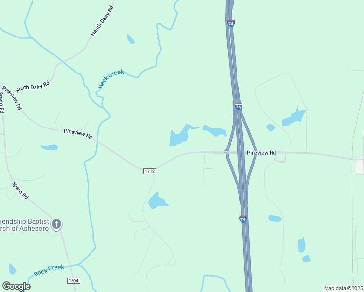 map of restaurants, bars, coffee shops, grocery stores, and more near 1254 Pineview Road in Randleman