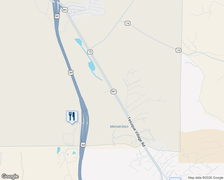 map of restaurants, bars, coffee shops, grocery stores, and more near 225 Tesuque Village Road in Santa Fe