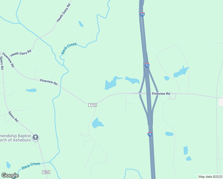 map of restaurants, bars, coffee shops, grocery stores, and more near 1254 Pineview Road in Randleman