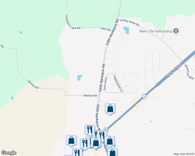 map of restaurants, bars, coffee shops, grocery stores, and more near 1861 Edith-Nankipoo Road in Ripley