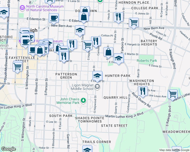 map of restaurants, bars, coffee shops, grocery stores, and more near 507 Alston Street in Raleigh