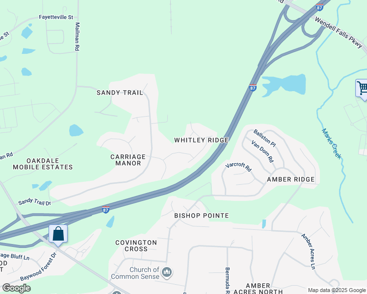 map of restaurants, bars, coffee shops, grocery stores, and more near 5321 Rider Drive in Knightdale
