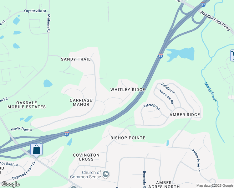 map of restaurants, bars, coffee shops, grocery stores, and more near 5321 Rider Drive in Knightdale