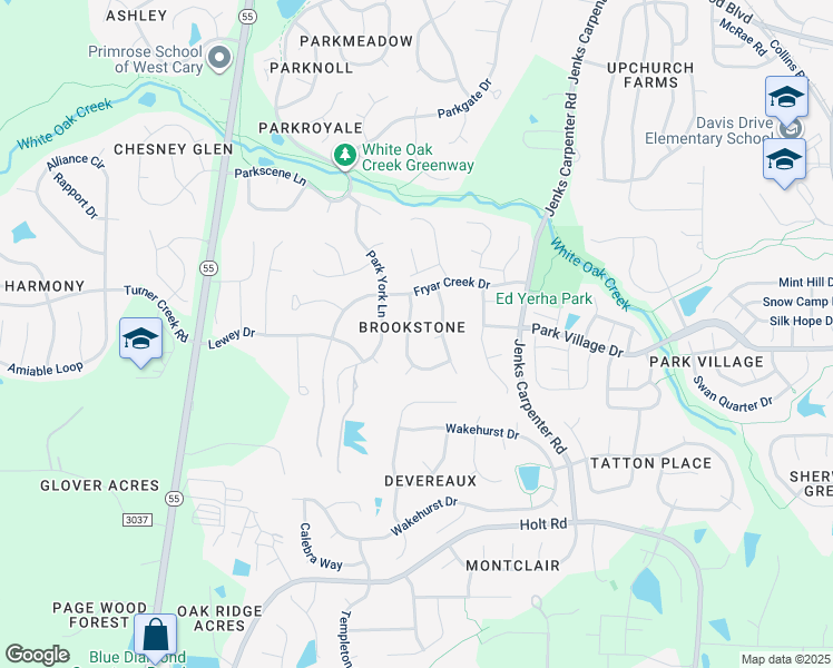 map of restaurants, bars, coffee shops, grocery stores, and more near 111 Seymour Creek Drive in Cary