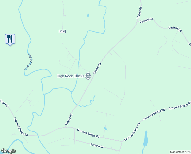 map of restaurants, bars, coffee shops, grocery stores, and more near 1 Thayer Road in Trinity