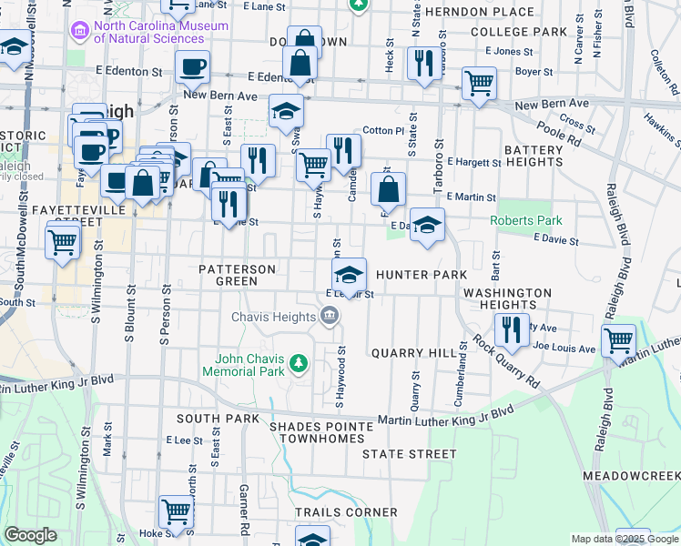 map of restaurants, bars, coffee shops, grocery stores, and more near 507 Alston Street in Raleigh