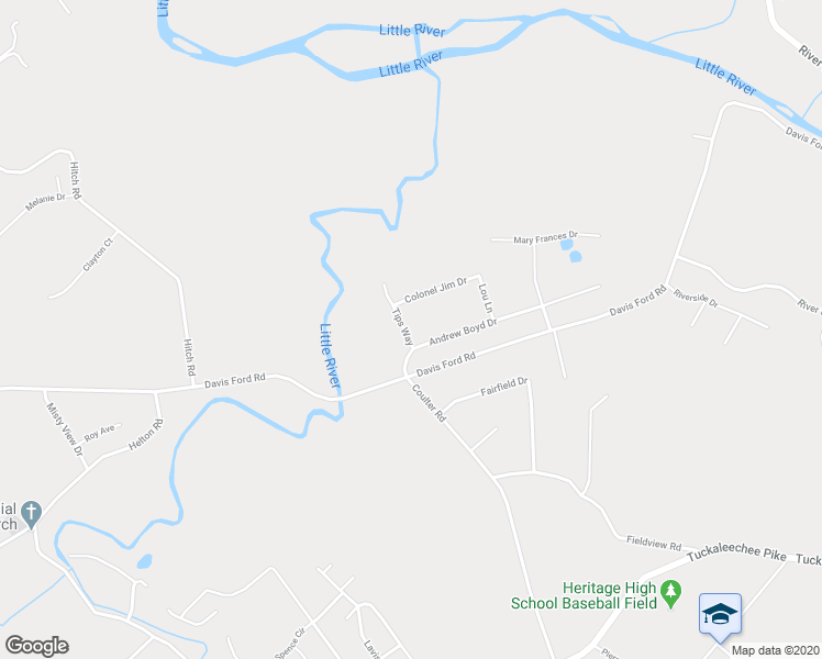 map of restaurants, bars, coffee shops, grocery stores, and more near 608 Tips Way in Maryville