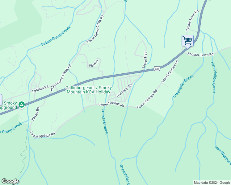 map of restaurants, bars, coffee shops, grocery stores, and more near 919 Serenity Circle in Cosby