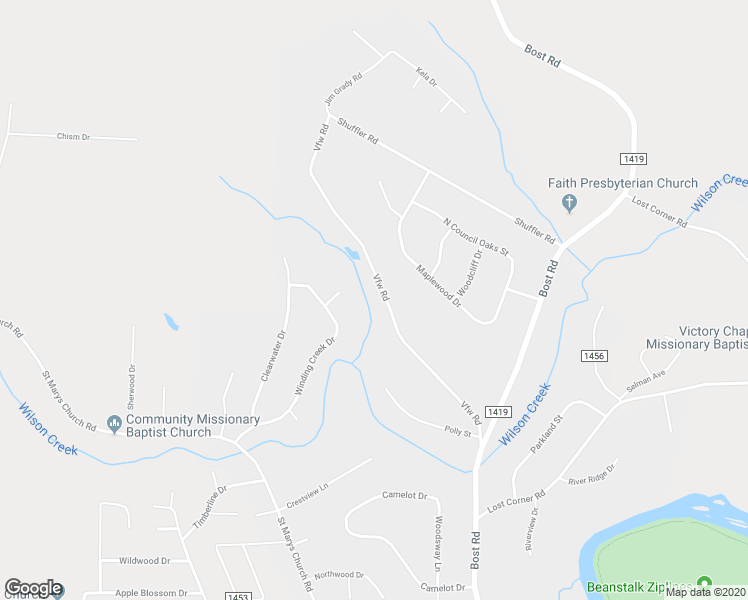 map of restaurants, bars, coffee shops, grocery stores, and more near 153 Vfw Road in Morganton