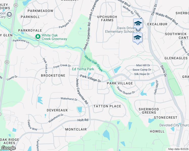 map of restaurants, bars, coffee shops, grocery stores, and more near 104 Martins Point Place in Cary