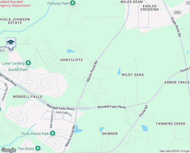map of restaurants, bars, coffee shops, grocery stores, and more near 1625 Martin Pond Road in Wendell