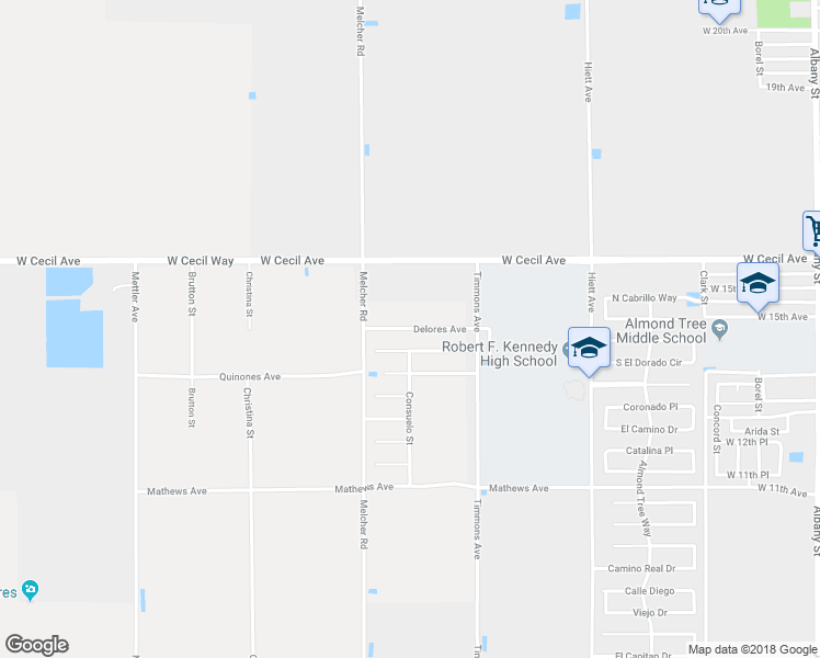 map of restaurants, bars, coffee shops, grocery stores, and more near 800 Delores Avenue in Delano