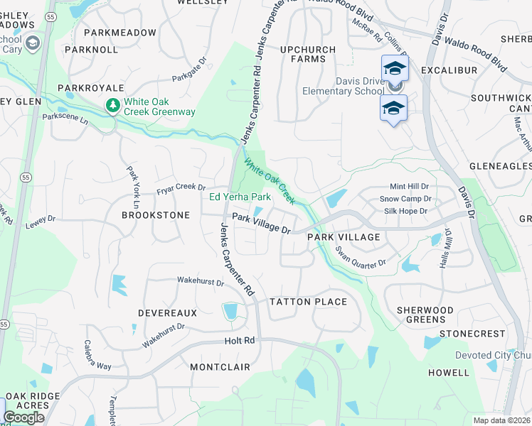 map of restaurants, bars, coffee shops, grocery stores, and more near 104 Martins Point Place in Cary