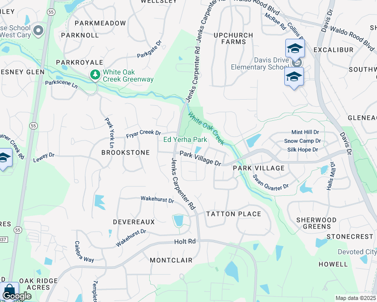 map of restaurants, bars, coffee shops, grocery stores, and more near 101 Unaka Court in Cary