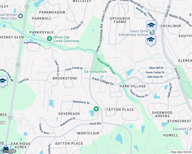 map of restaurants, bars, coffee shops, grocery stores, and more near 103 Unaka Court in Cary