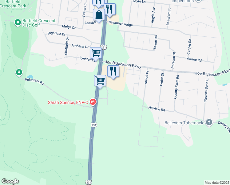 map of restaurants, bars, coffee shops, grocery stores, and more near 3591 Shelbyville Highway in Murfreesboro